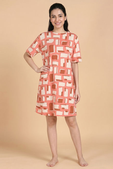 Zivame 2 Mile Fashion Knit Cotton Loungewear Dress - Burnt Sienna — image 2